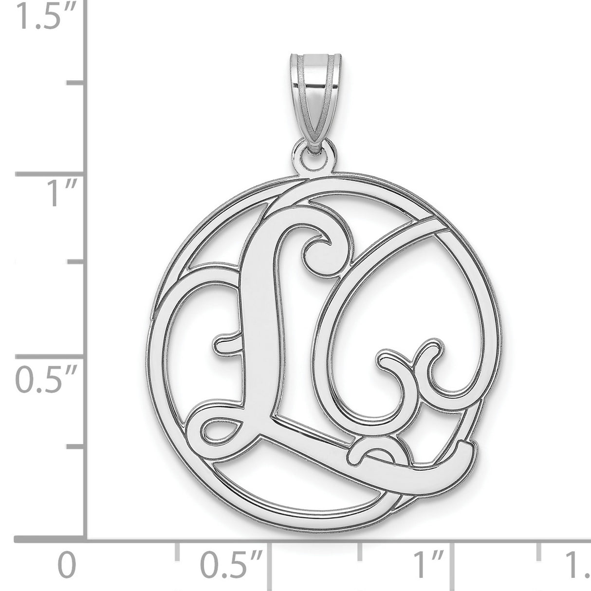 Sterling Silver Pendant with Script Letter L, Round Openwork Monogram Charm for Women