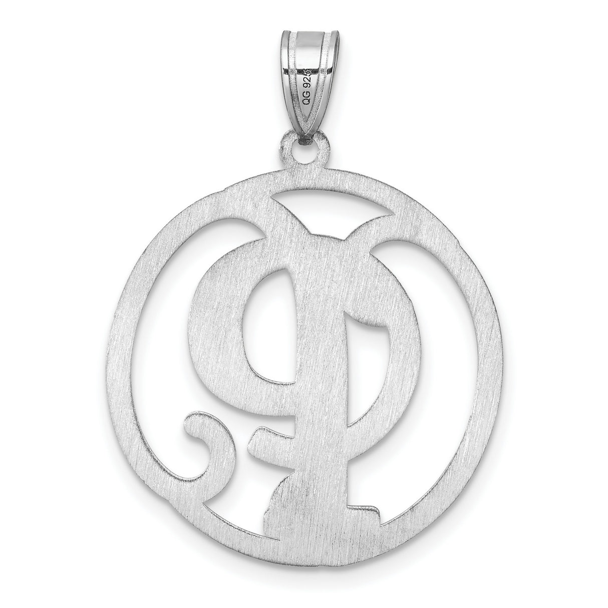 Sterling Silver Pendant with Script Letter P in Round Openwork Design