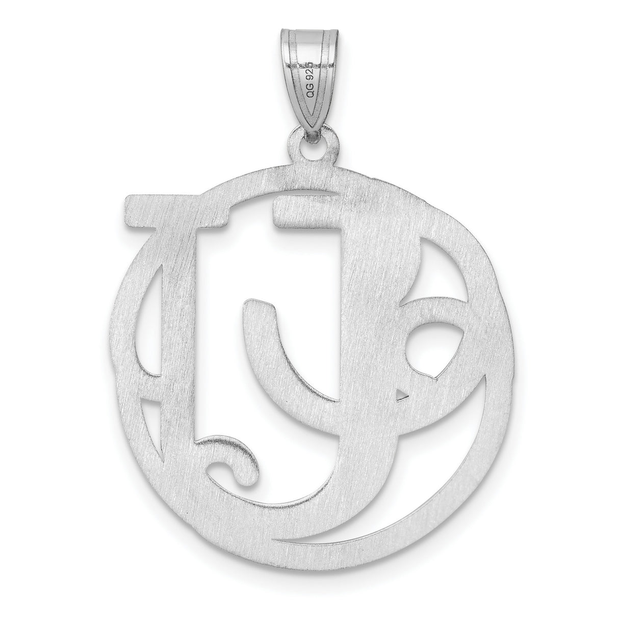 Sterling Silver Pendant with Intertwined CJ Letters in Openwork Circle Design