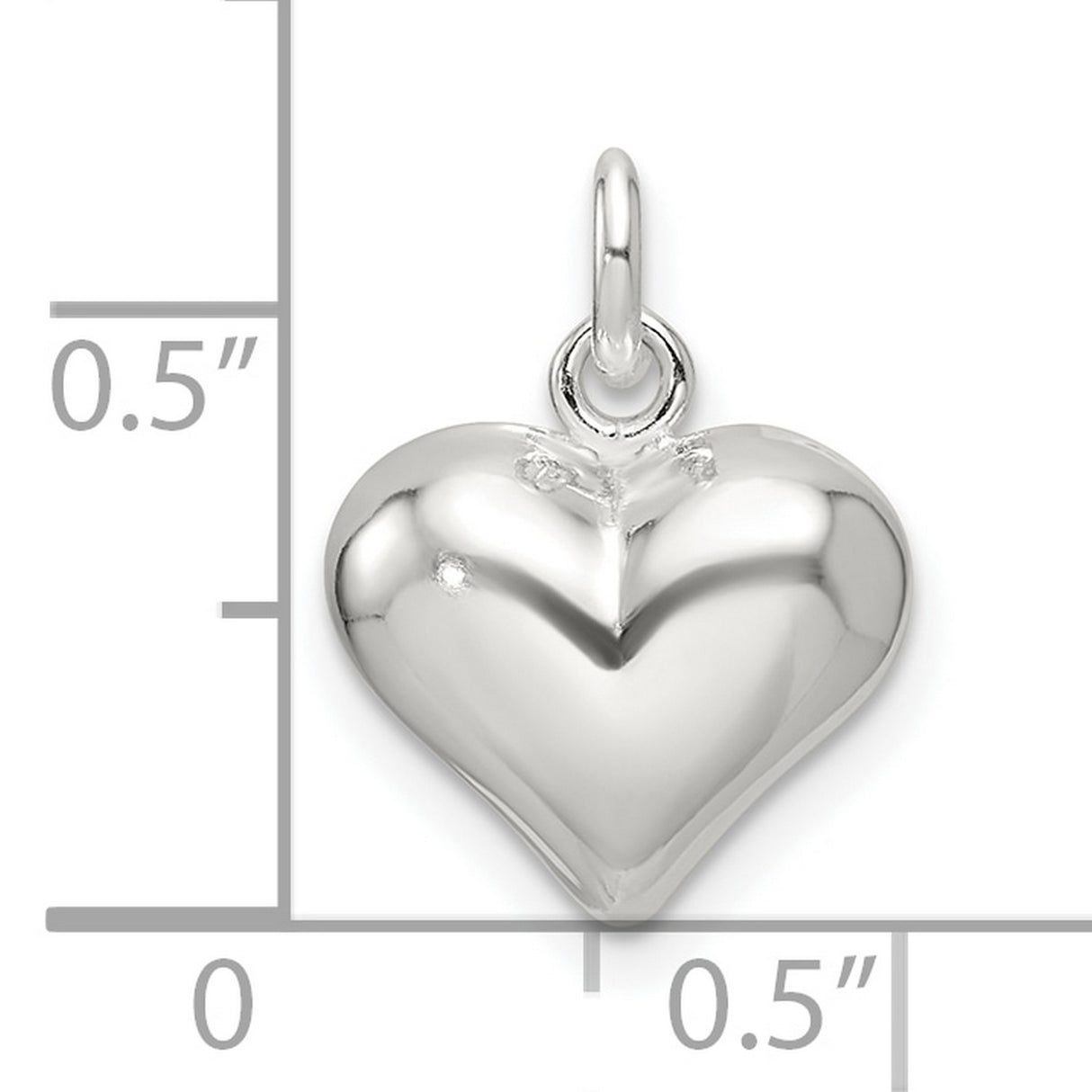 Sterling Silver Heart Pendant with Polished Finish, Smooth Puffed Charm Design for Women