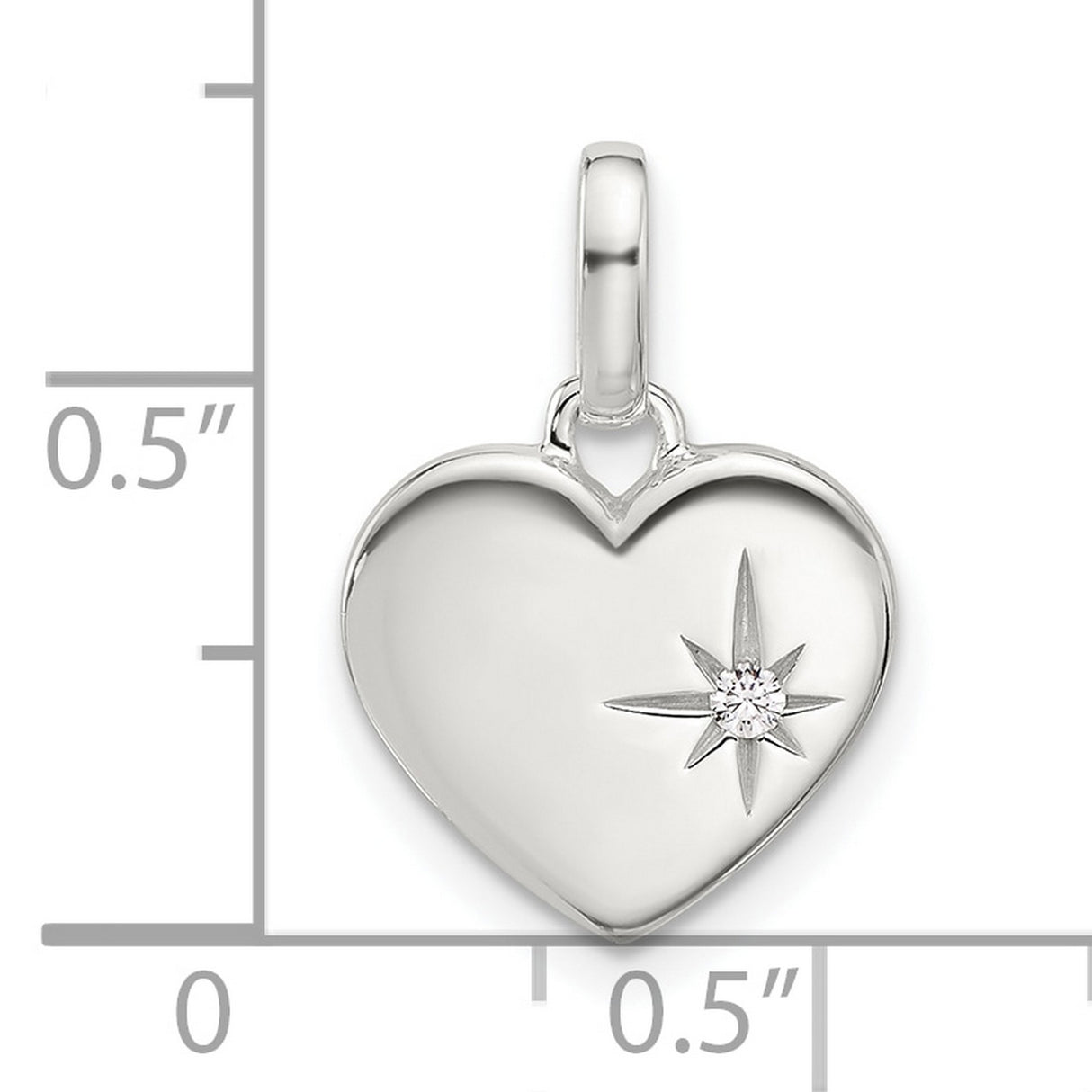Sterling Silver Heart Pendant with Cubic Zirconia, Starburst Design, Romantic Jewelry for Women