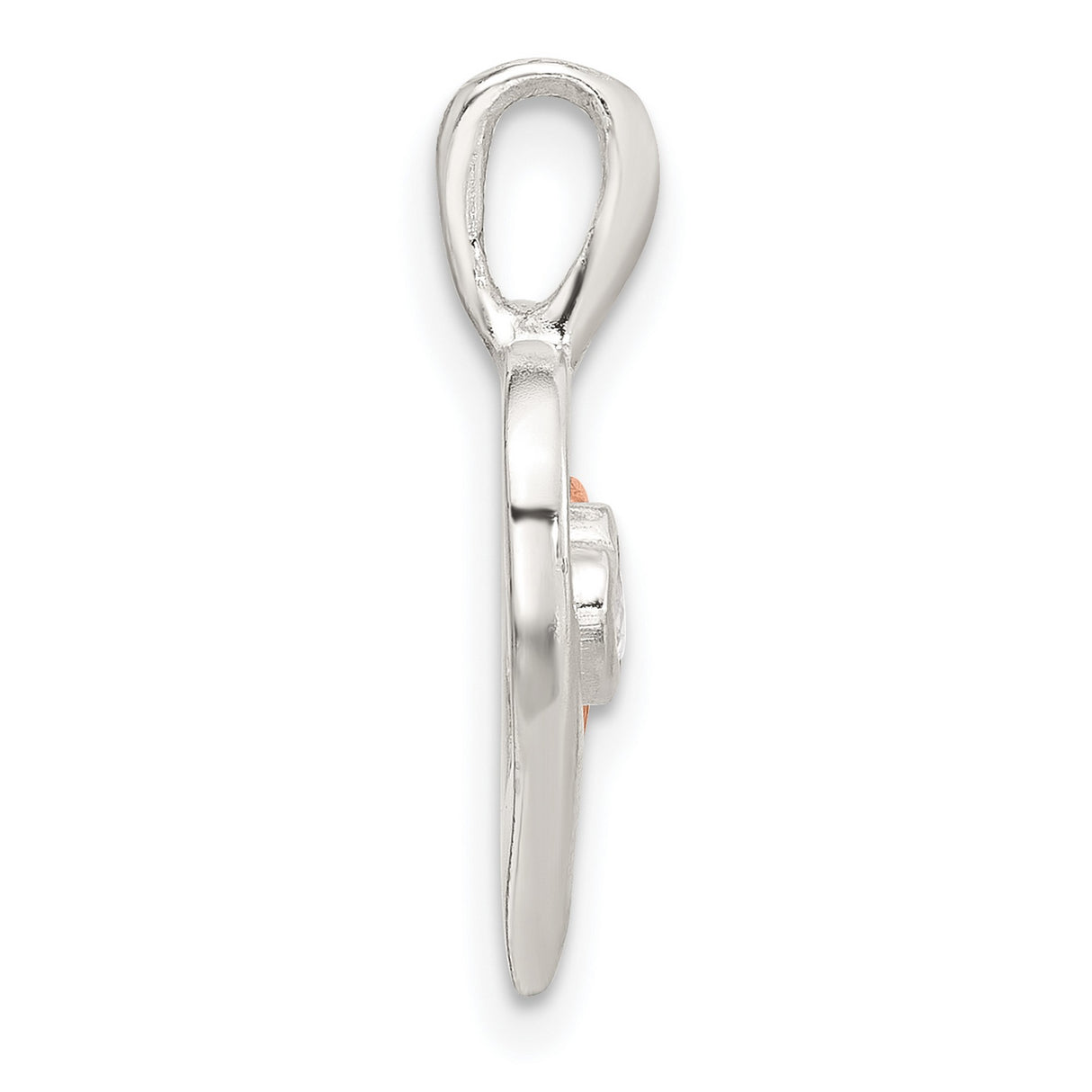 Sterling Silver Heart Pendant with Cubic Zirconia, Rose Gold-Plated Intertwined Design