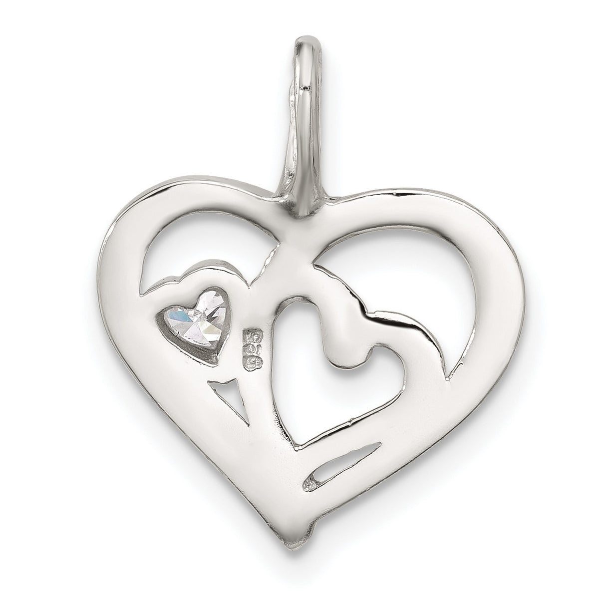 Sterling Silver Heart Pendant with Cubic Zirconia, Rose Gold-Plated Intertwined Design