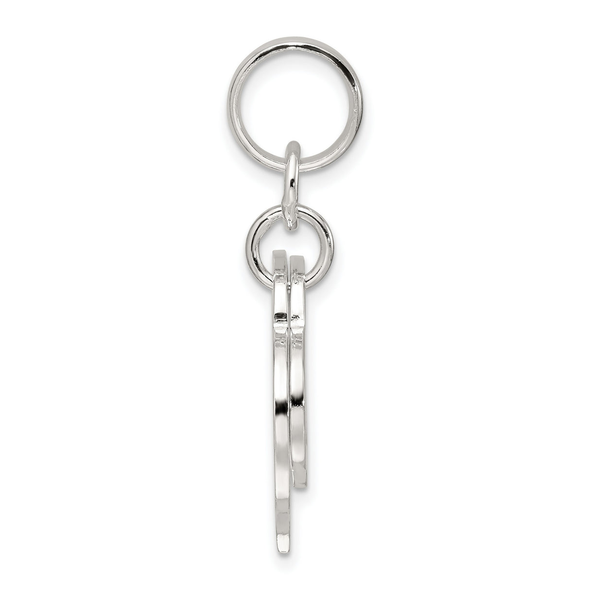 Sterling Silver Double Open Heart Pendant Charm with Polished Finish, Symbolizing Love and Connection