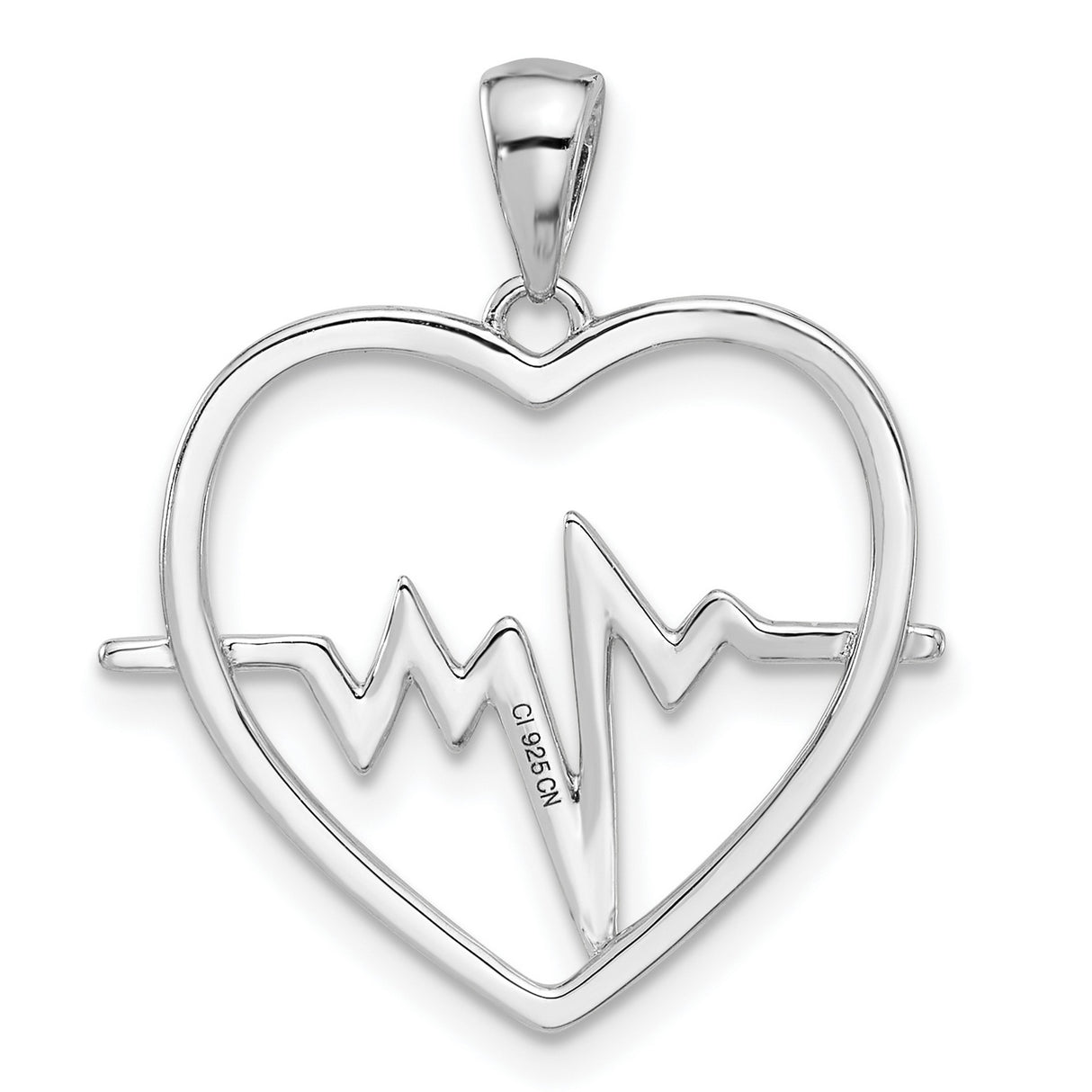 Sterling Silver Heart Pendant with EKG Line Design, Romantic Heartbeat Charm for Women or Unisex Wear