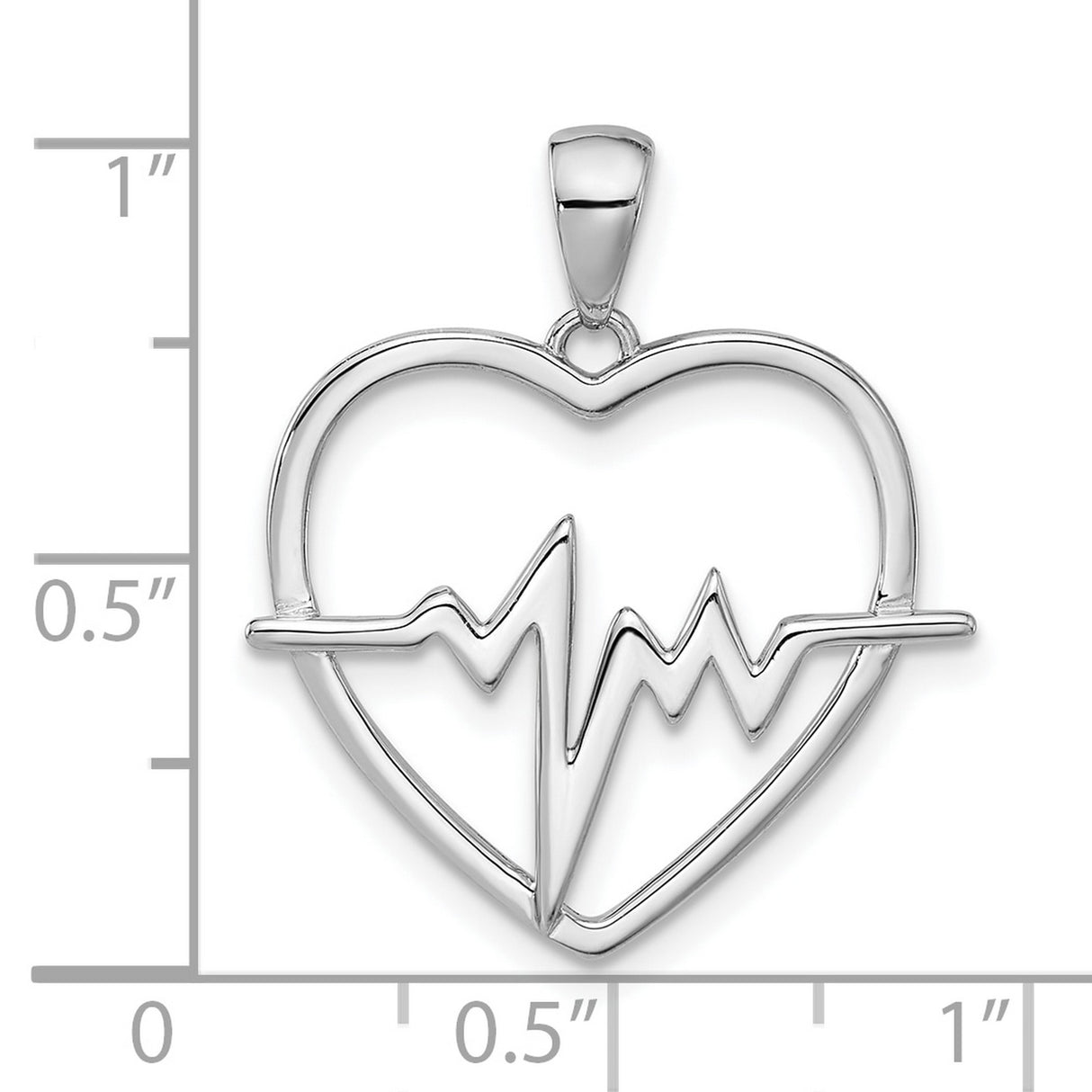 Sterling Silver Heart Pendant with EKG Line Design, Romantic Heartbeat Charm for Women or Unisex Wear