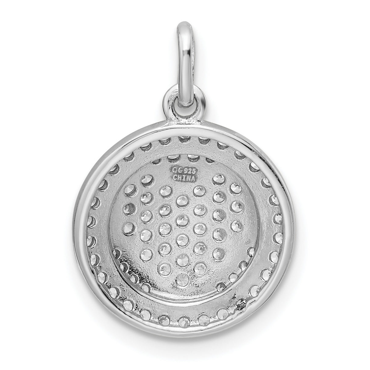 Gold Plated CZ Heart Circle Charm Pendant in Real 925 Sterling SIlver