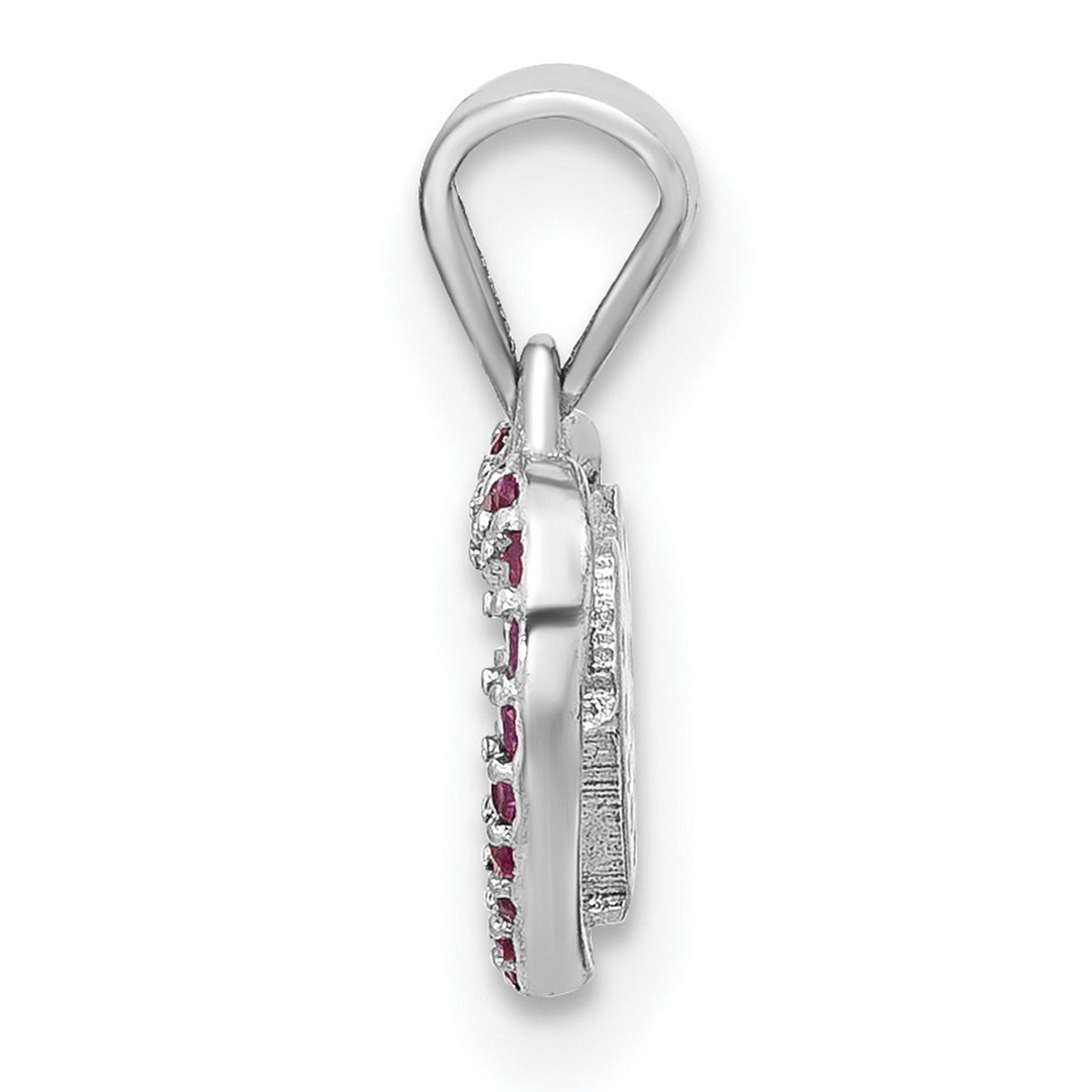 Sterling Silver Heart Pendant with Cubic Zirconia Cluster and Pink Accent Stones