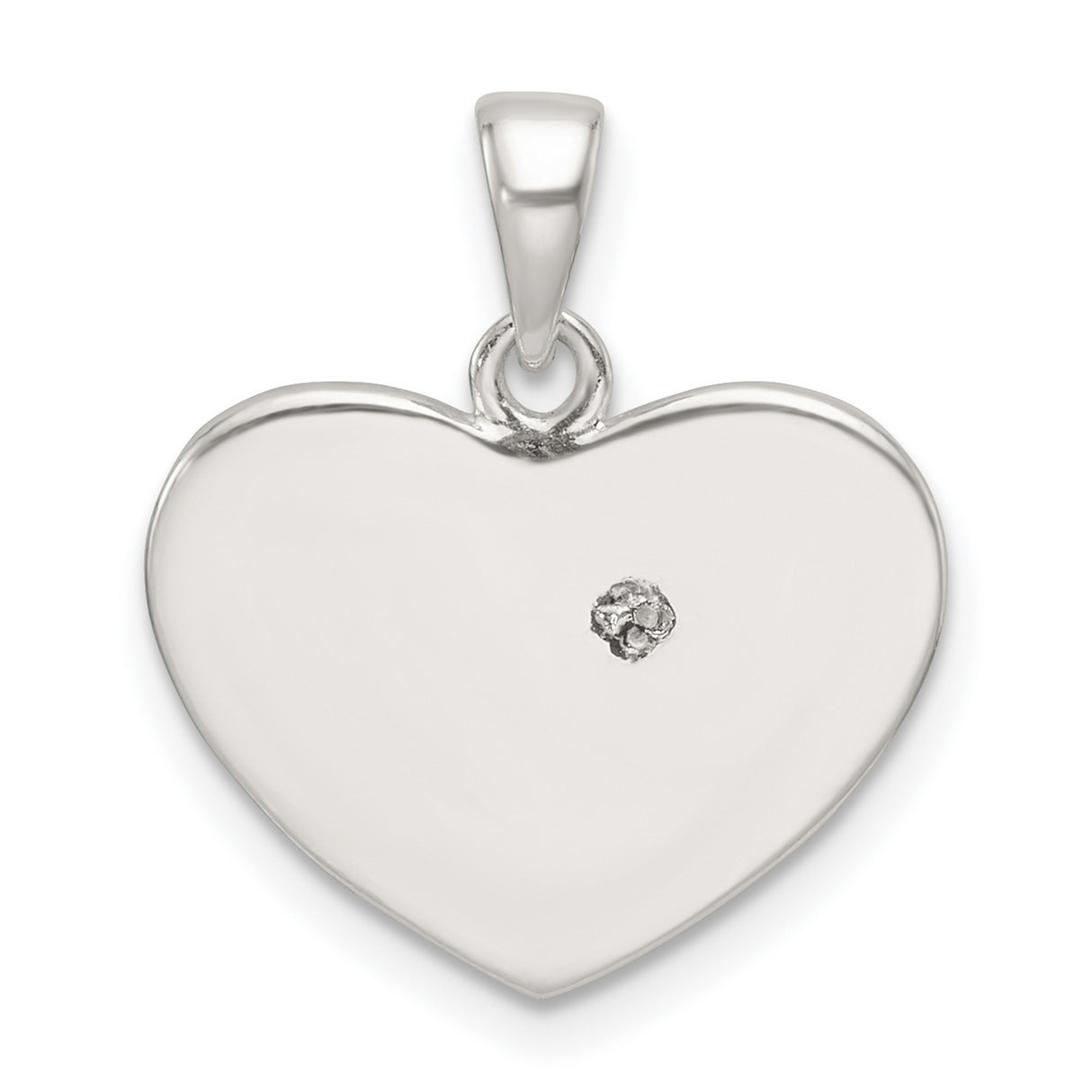 Sterling Silver Heart Pendant with Rose Gold Accent and Cubic Zirconia, Textured Romantic Design
