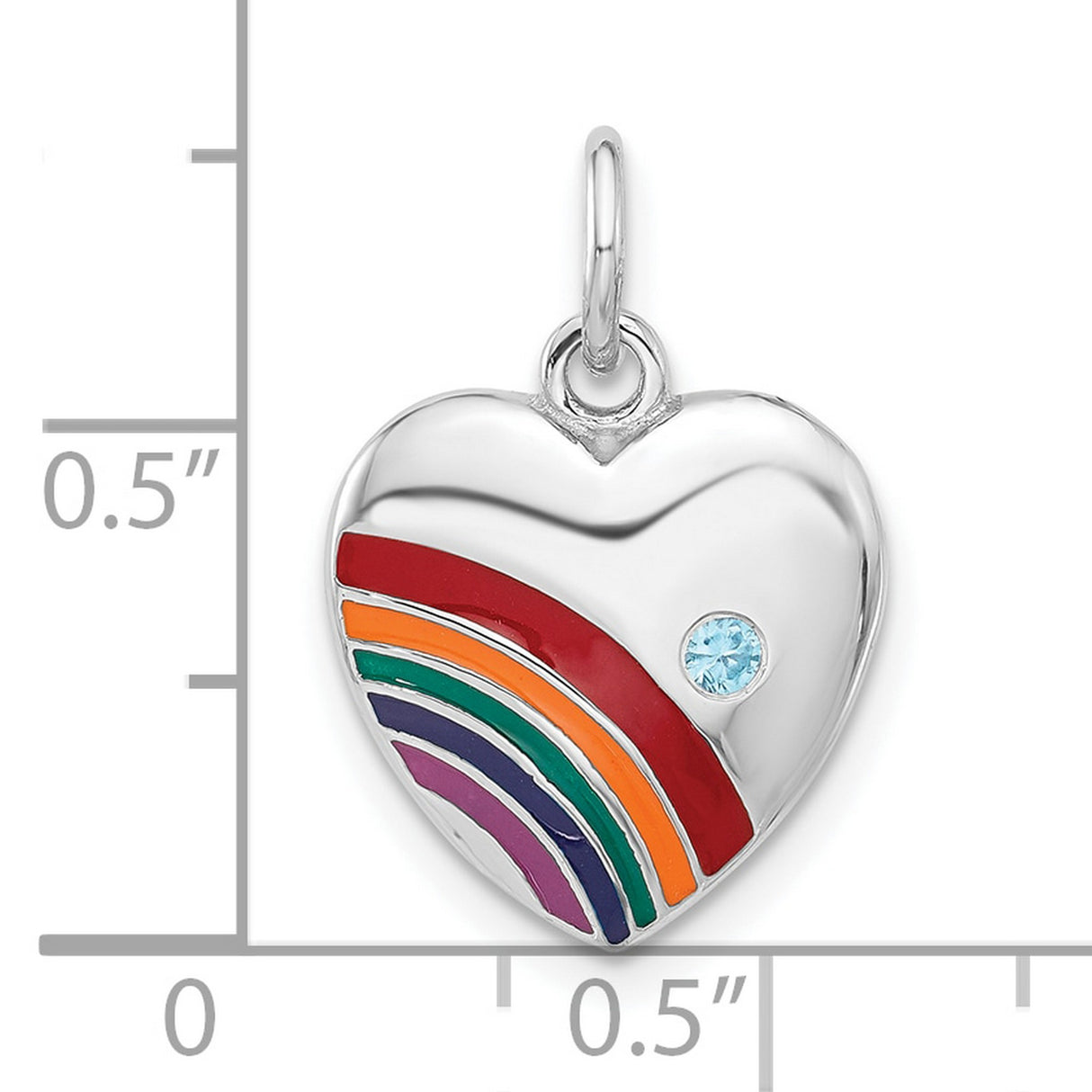 Sterling Silver Heart Pendant with Cubic Zirconia, Rainbow Design, LGBTQ Pride Jewelry for Women