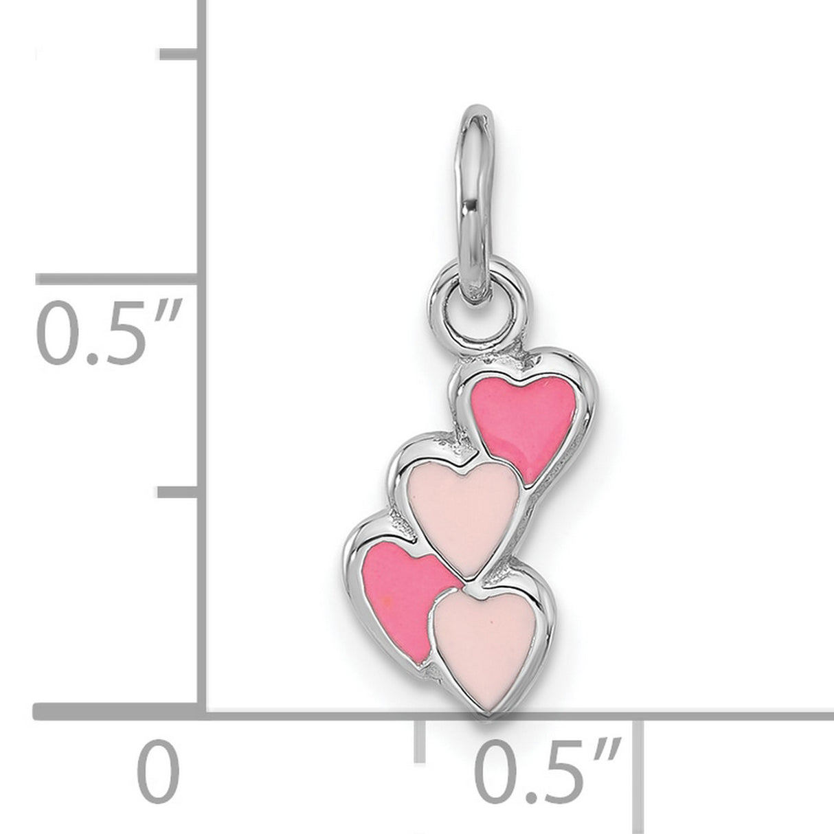 Sterling Silver Heart Charm Pendant with Pink and Blush Enamel Hearts, Romantic Jewelry for Women
