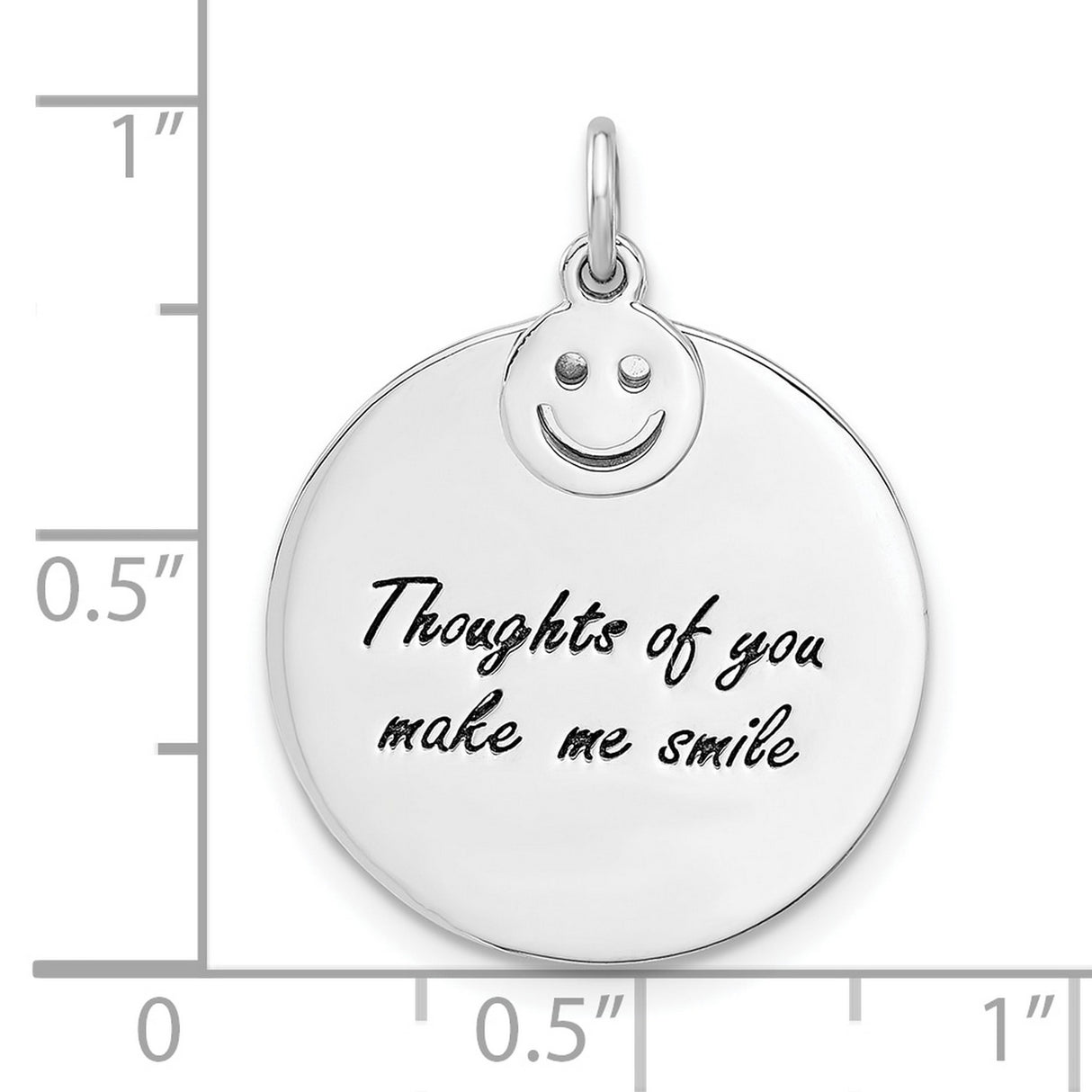 Sterling Silver Round Pendant with Smiley Face and Joyful Emotion Message for Women