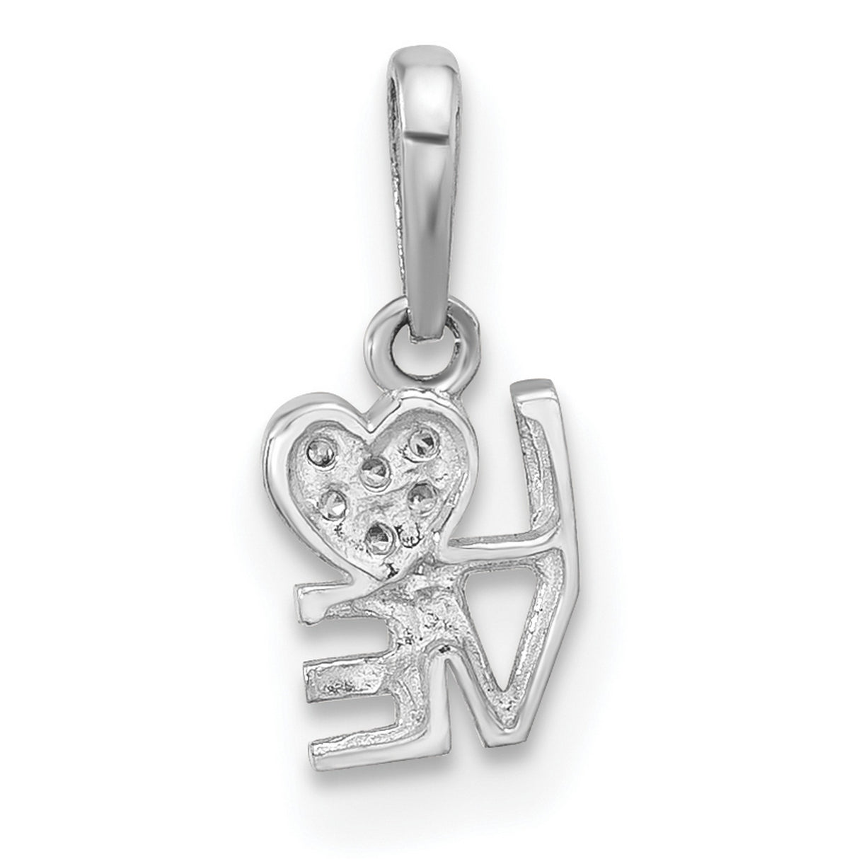 Sterling Silver Love Pendant with Heart-Shaped O and Cubic Zirconia Stones for Women