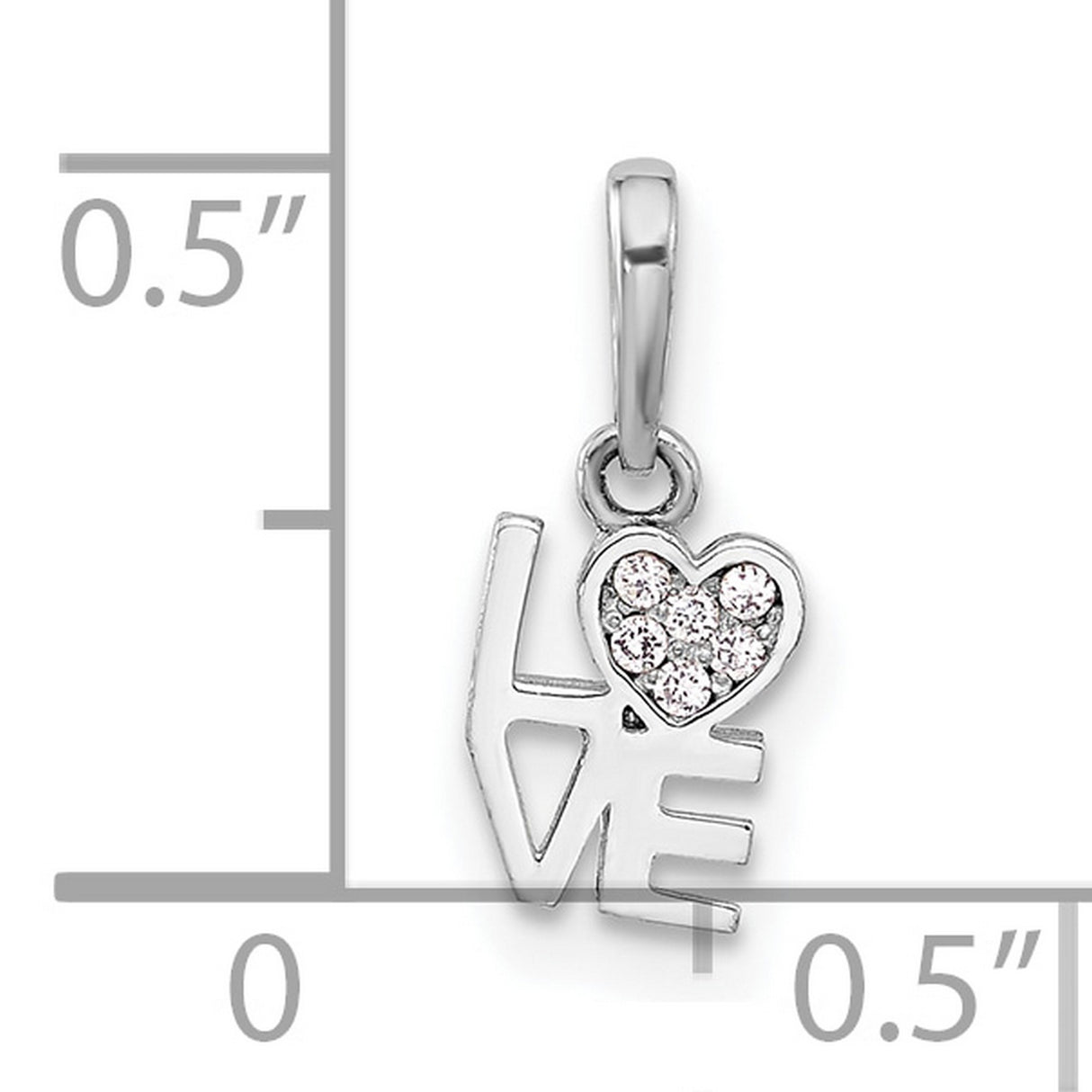 Sterling Silver Love Pendant with Heart-Shaped O and Cubic Zirconia Stones for Women