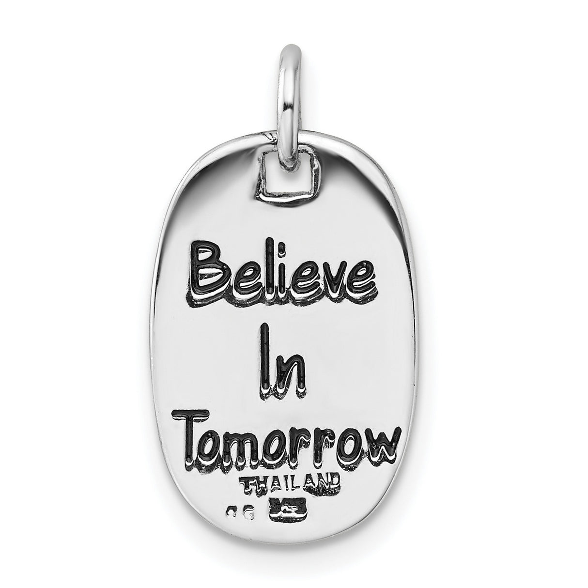 Sterling Silver Oval Pendant, Life Charm with Inspirational Message for Women and Unisex