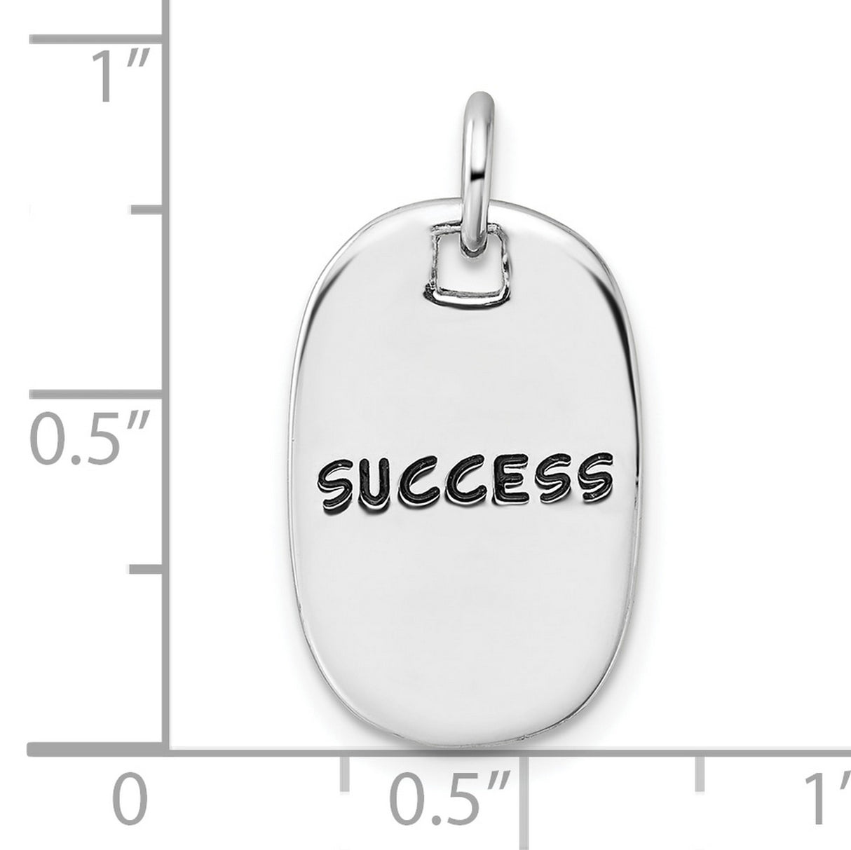 Sterling Silver Success Pendant, Oval Dog Tag Design, Motivational Unisex Jewelry