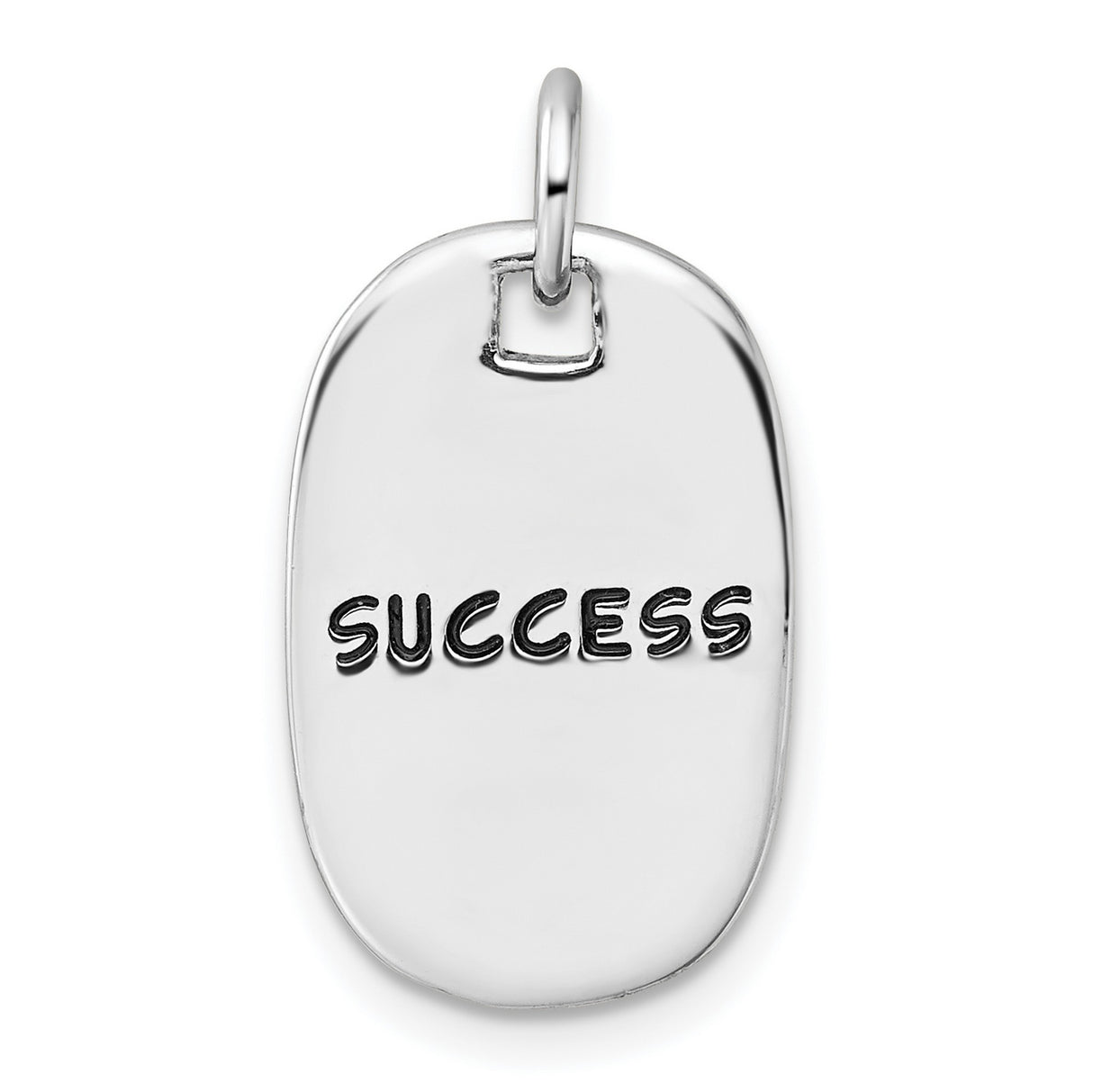 Sterling Silver Success Pendant, Oval Dog Tag Design, Motivational Unisex Jewelry