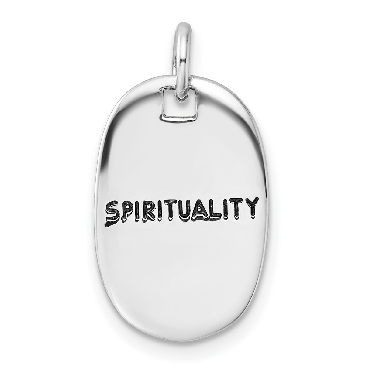 Sterling Silver Oval Pendant or Bracelet Charm with Spirituality Symbol