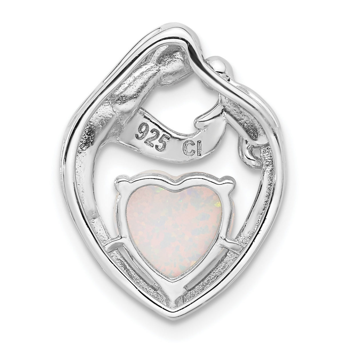 Sterling Silver Heart Pendant with Lab Created Opal Accent, Motherhood Design Jewelry for Women