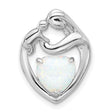 Sterling Silver Heart Pendant with Lab Created Opal Accent, Motherhood Design Jewelry for Women