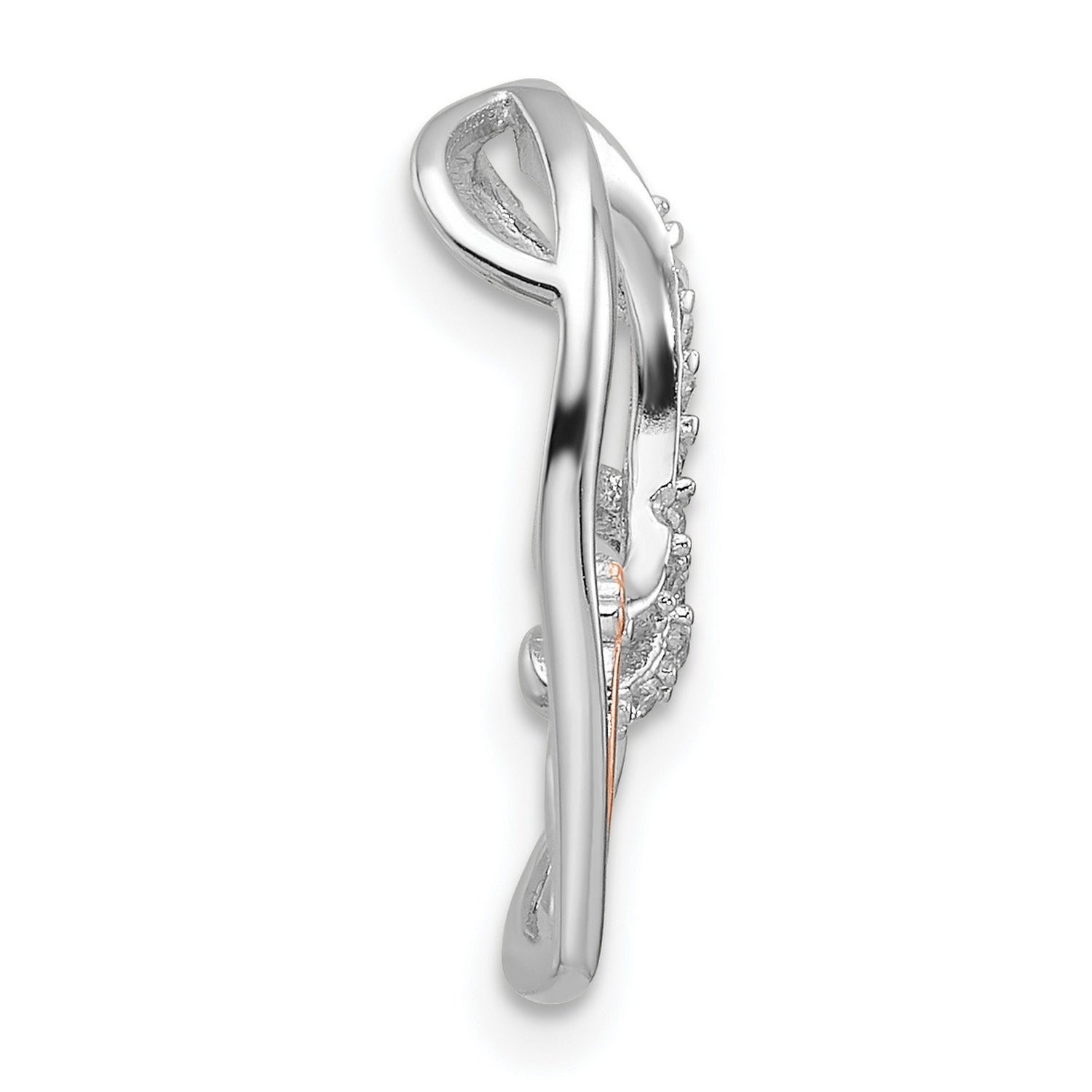 CZ Heart with Footprint Charm Pendant in Real 925 Sterling SIlver