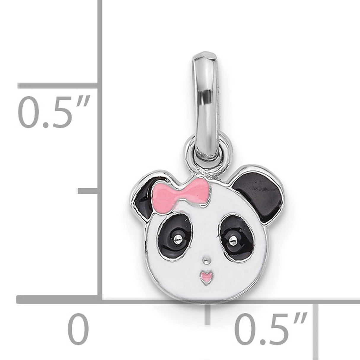 Sterling Silver Panda Pendant with Pink Enamel Bow, Cute Animal Charm for Girls