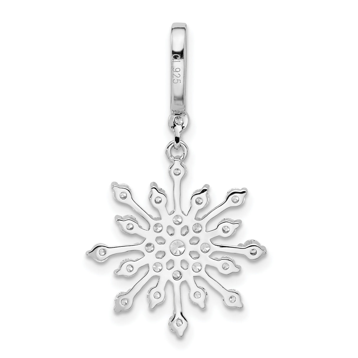 Sterling Silver Snowflake Pendant with Cubic Zirconia, Winter Holiday Charm for Women