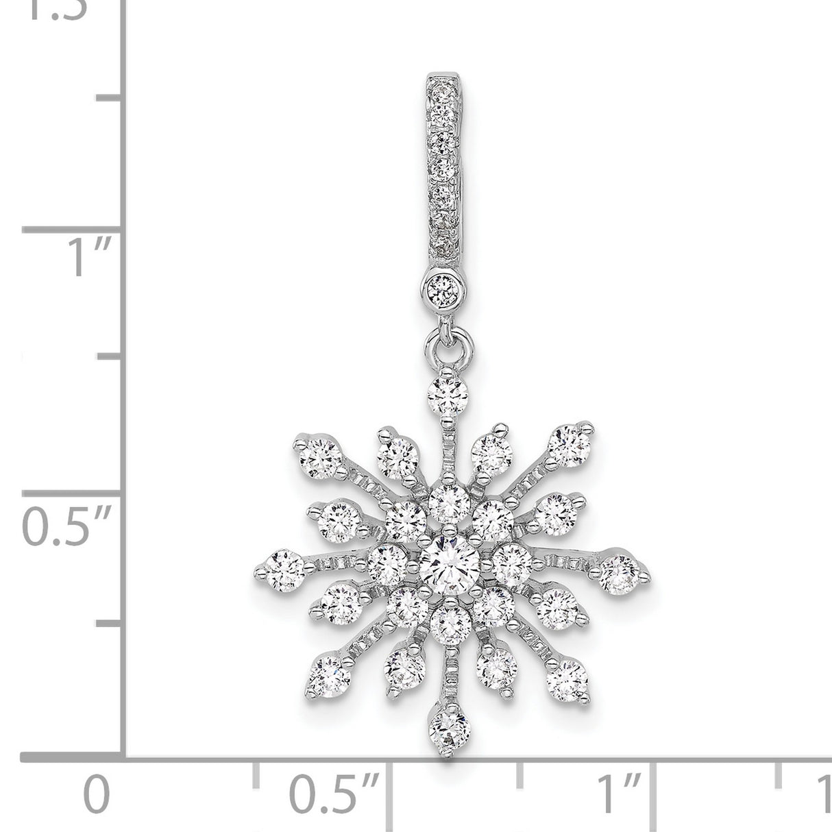Sterling Silver Snowflake Pendant with Cubic Zirconia, Winter Holiday Charm for Women