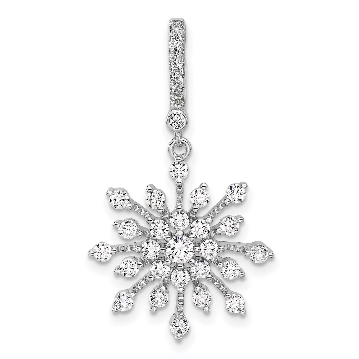 Sterling Silver Snowflake Pendant with Cubic Zirconia, Winter Holiday Charm for Women