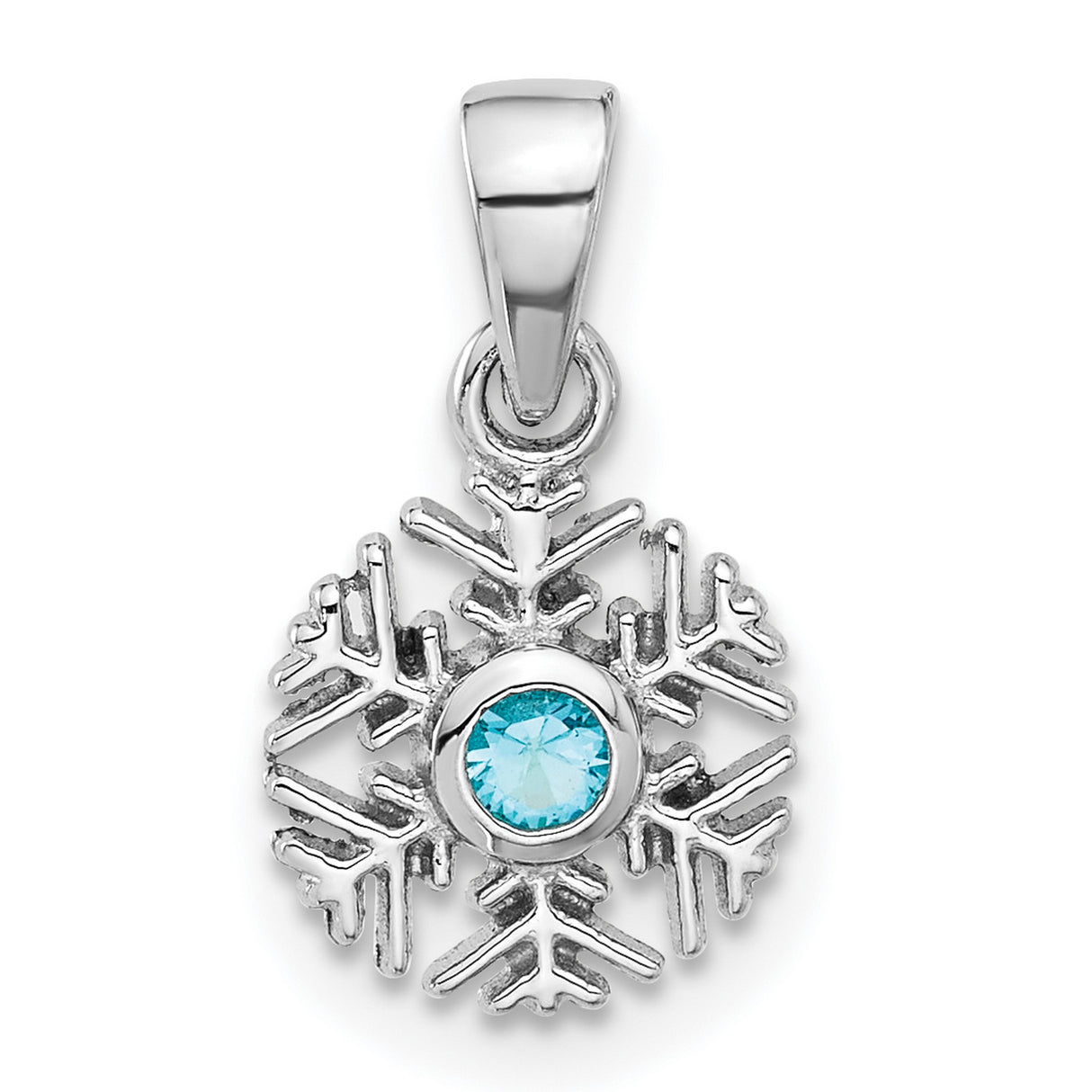 Sterling Silver Snowflake Pendant with Cubic Zirconia, Winter-Inspired Design for Women