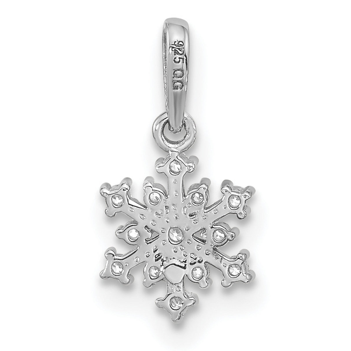 Sterling Silver Snowflake Pendant with Cubic Zirconia, Winter Holiday Jewelry for Women