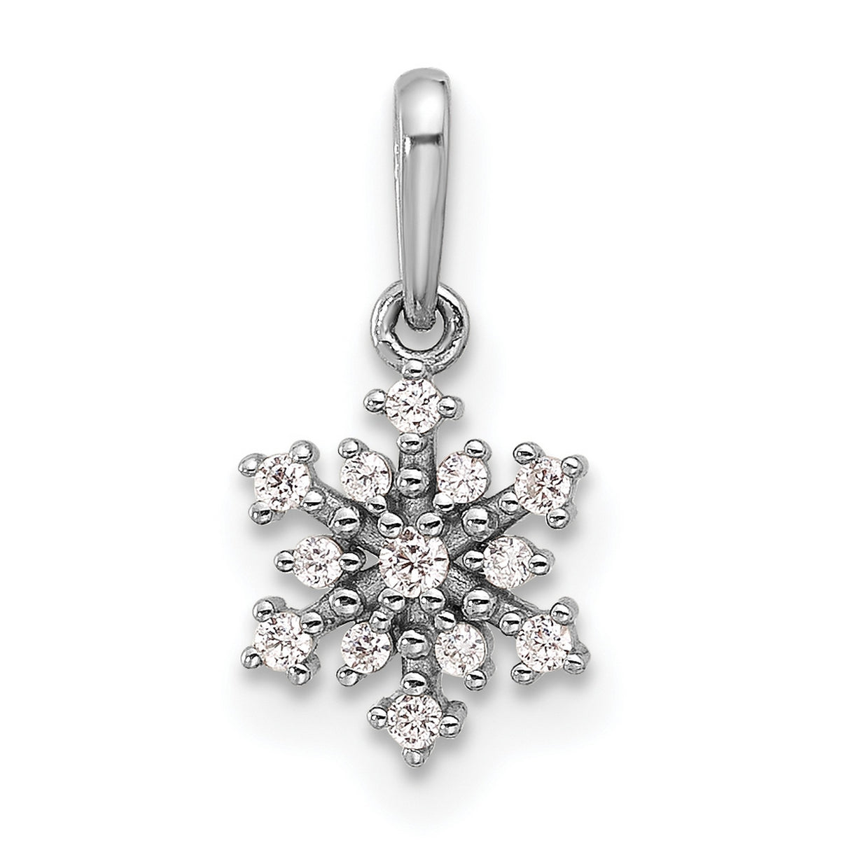 Sterling Silver Snowflake Pendant with Cubic Zirconia, Winter Holiday Jewelry for Women