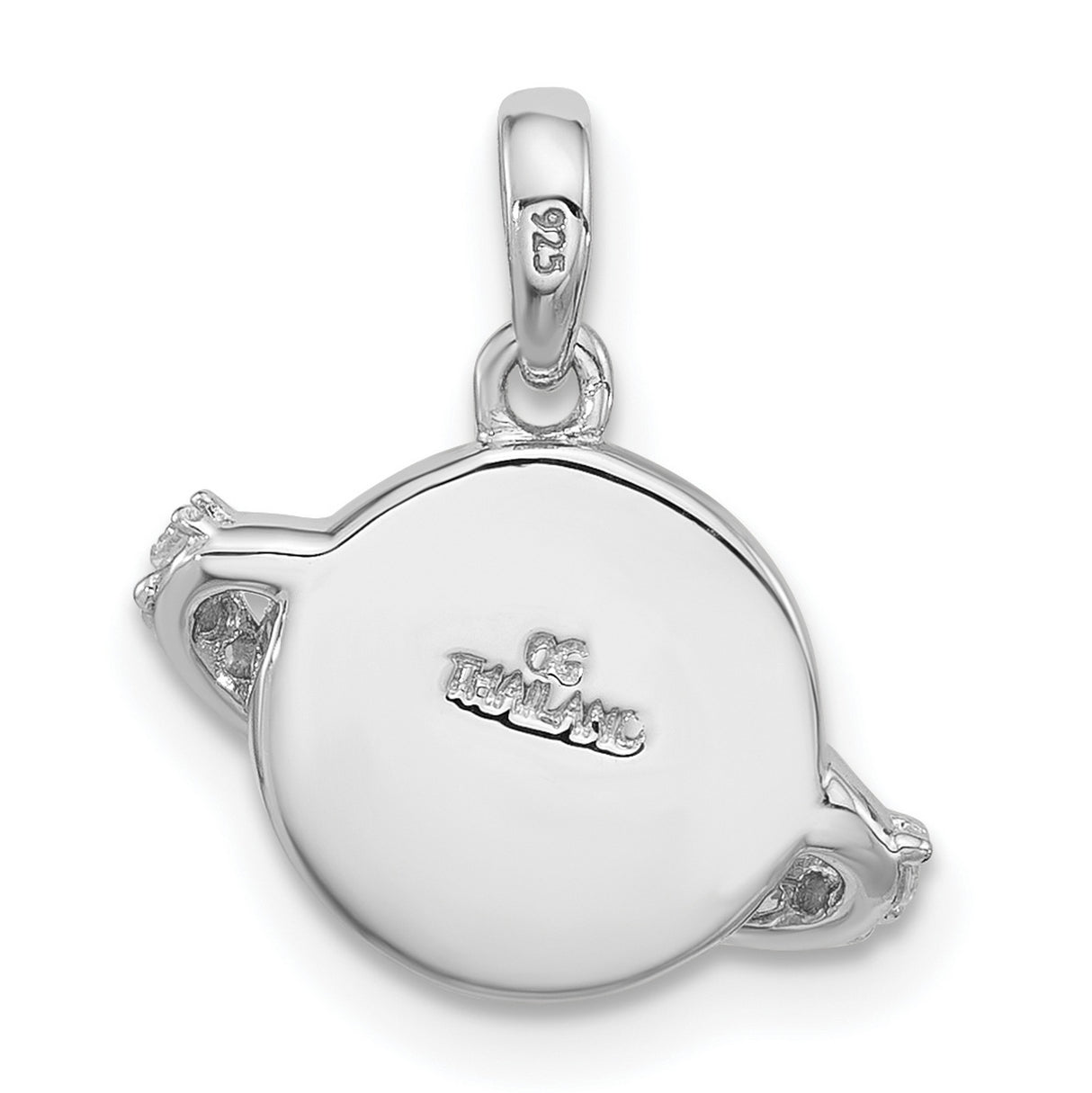 Sterling Silver Planet Pendant with Blue Enamel and Cubic Zirconia, Saturn Inspired Celestial Design