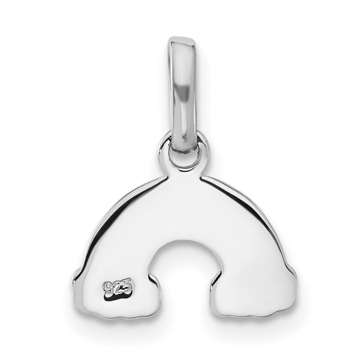 Sterling Silver Rainbow Pendant with Multicolor Enamel and Glitter Cloud Detail