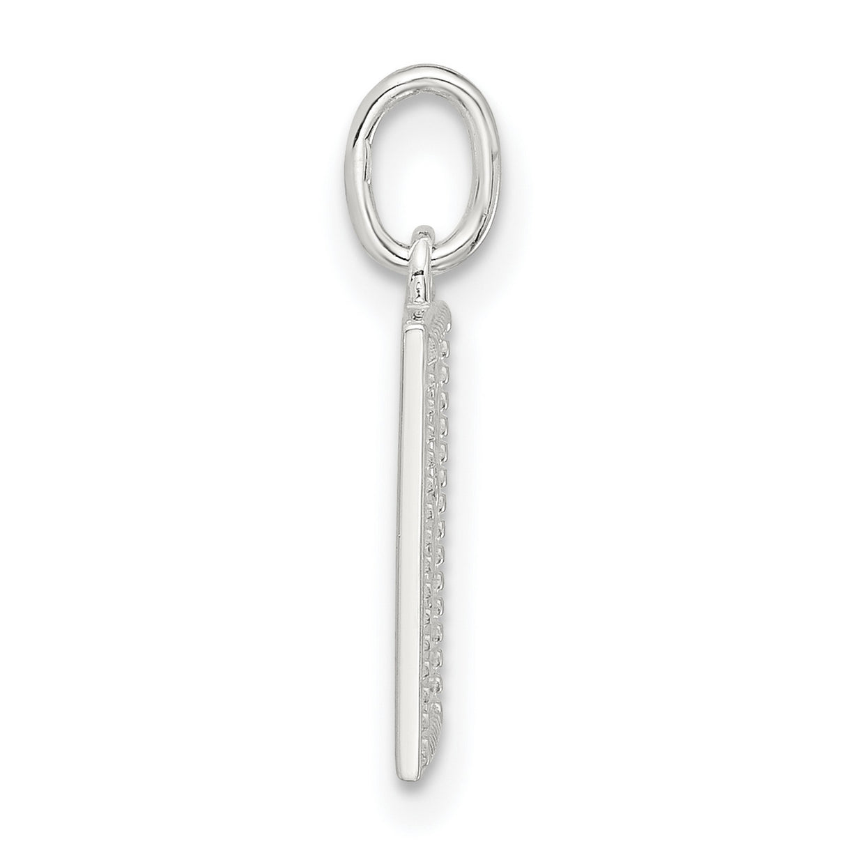 Sterling Silver Rectangle Pendant with Cutout Rose Design, Floral Motif