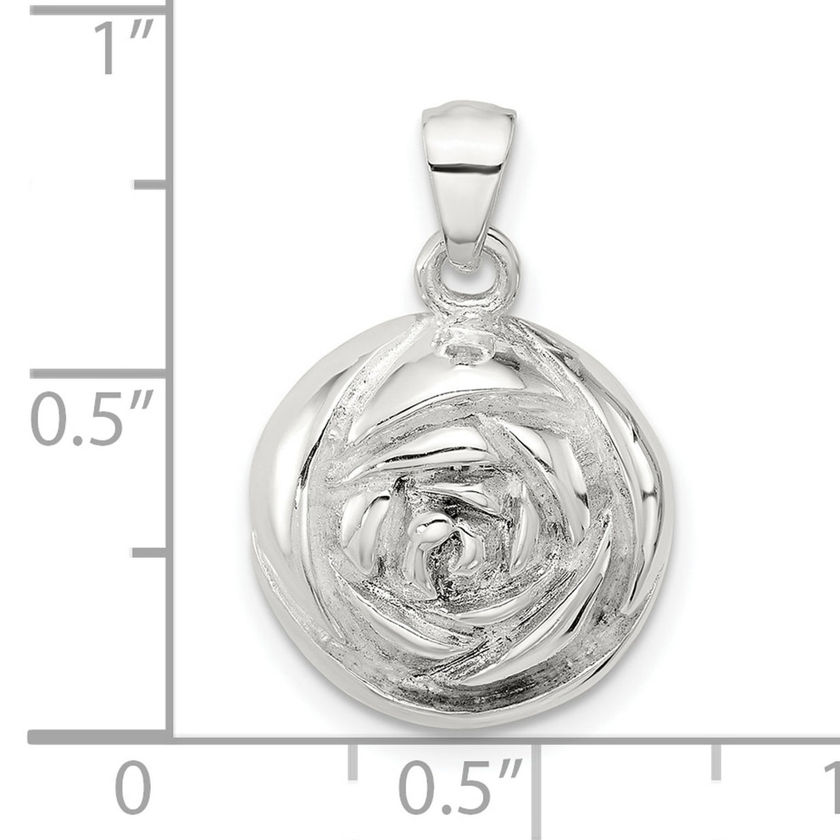 Sterling Silver Rose Pendant with Abstract Floral Design and Textured Flower Motif for Women