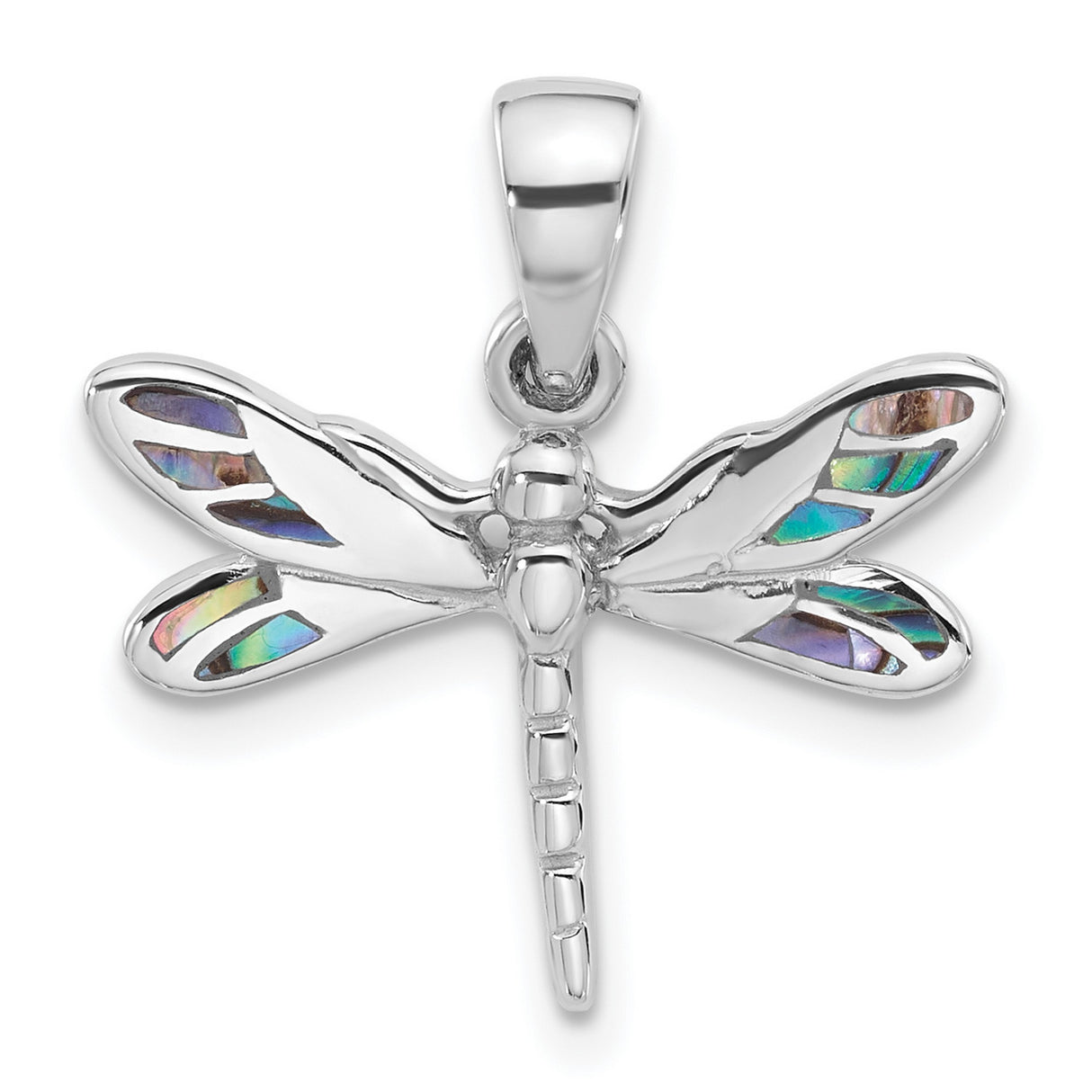 Sterling Silver Dragonfly Pendant with Abalone Inlay, Nature Inspired Boho Jewelry for Women