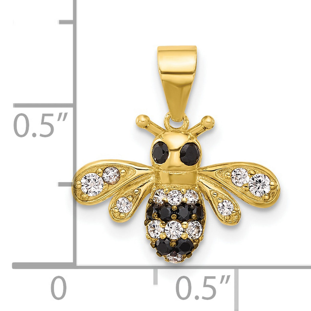 Sterling Silver Bee Pendant with Cubic Zirconia, Gold Plating, Nature and Insect Design for Women