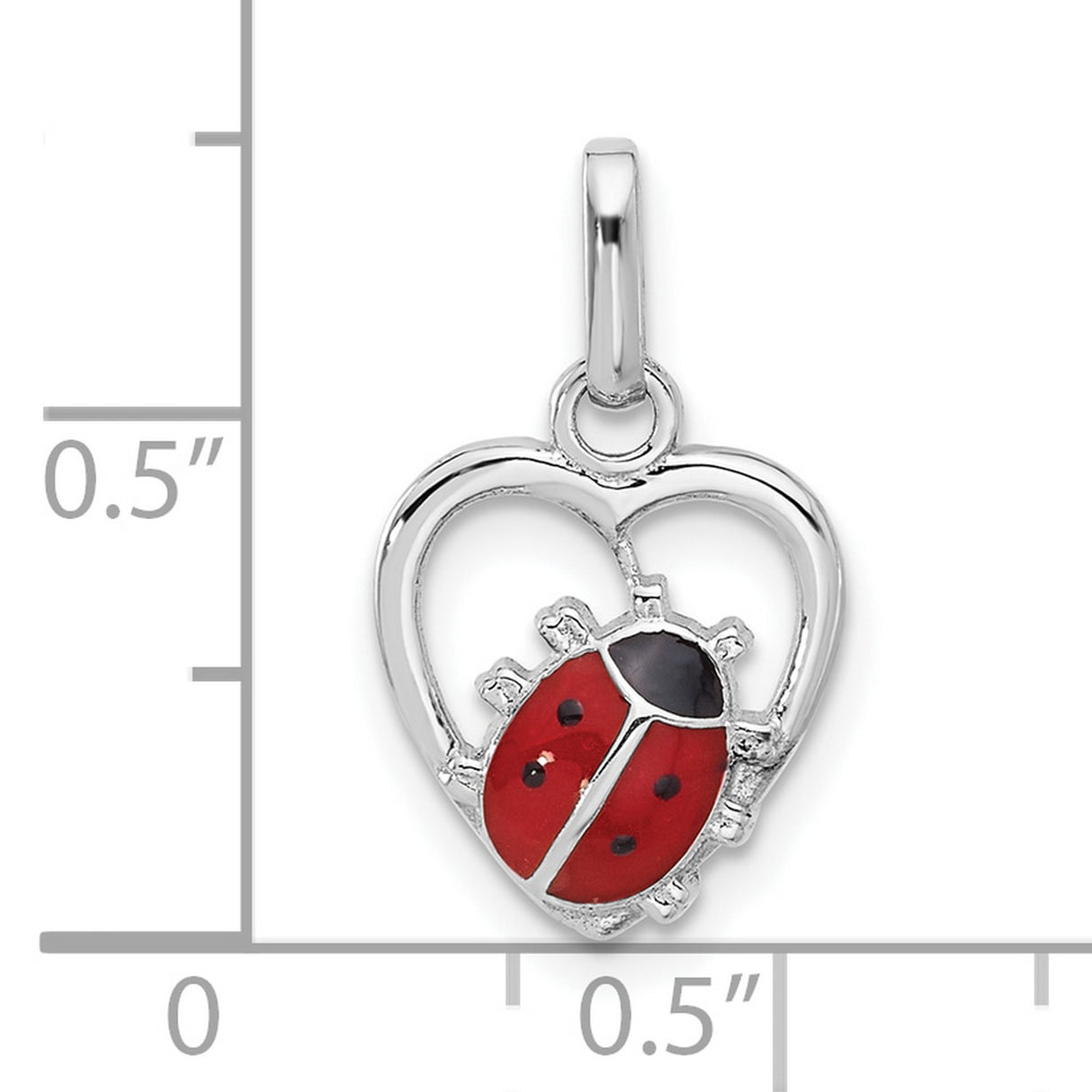 Sterling Silver Heart Ladybug Pendant with Red and Black Enamel, Nature-Inspired Jewelry for Women and Girls