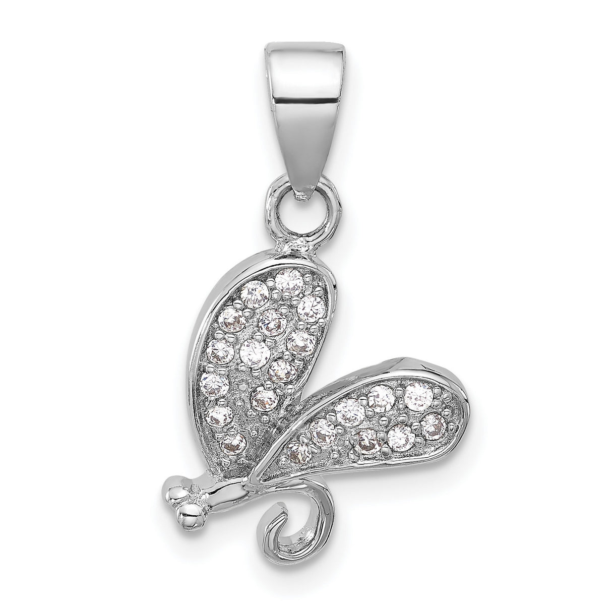 Sterling Silver Butterfly Pendant with Cubic Zirconia, Nature Inspired Jewelry Charm for Women