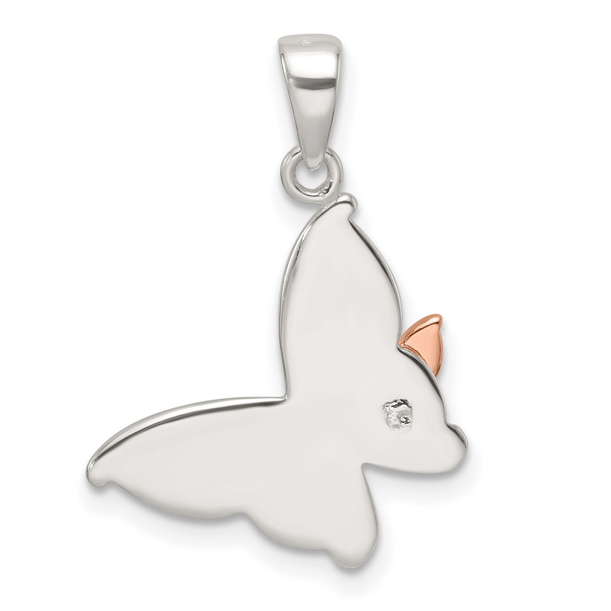 Sterling Silver Butterfly Pendant with Rose Gold Accent, Nature-Inspired Spiritual Jewelry for Women