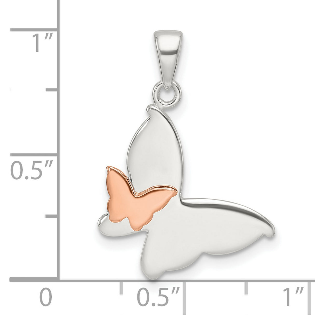 Sterling Silver Butterfly Pendant with Rose Gold Accent, Nature-Inspired Spiritual Jewelry for Women