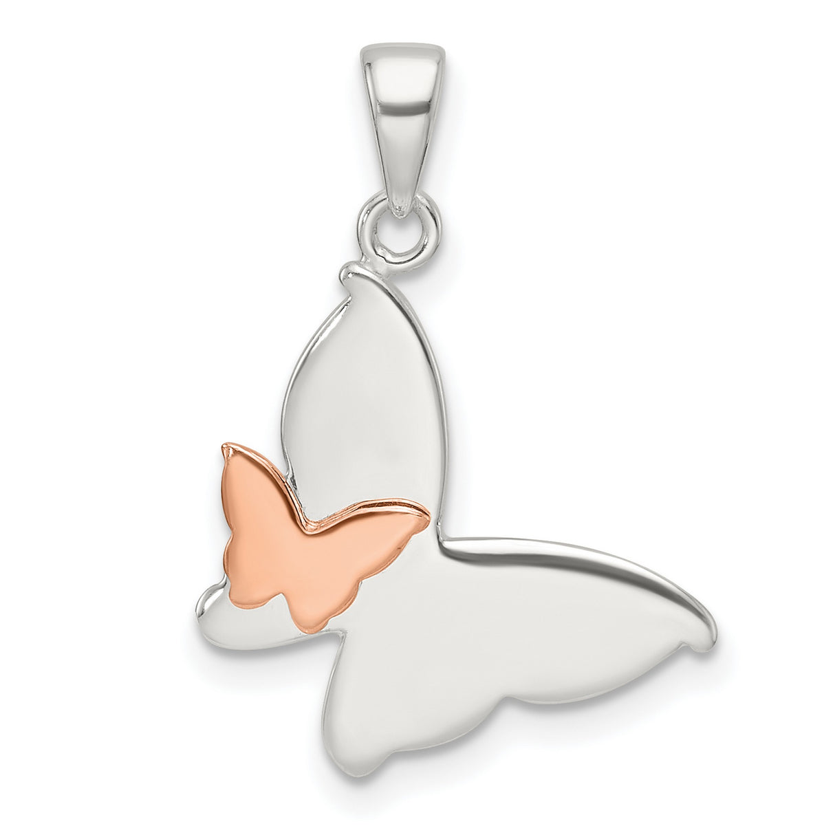 Sterling Silver Butterfly Pendant with Rose Gold Accent, Nature-Inspired Spiritual Jewelry for Women