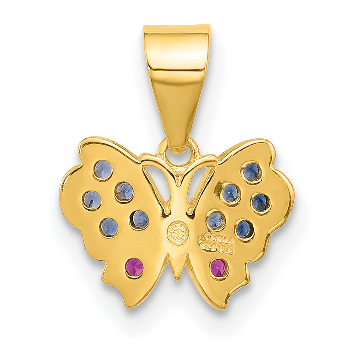 Sterling Silver Butterfly Pendant with Blue and Pink Cubic Zirconia, Nature Inspired Jewelry for Women