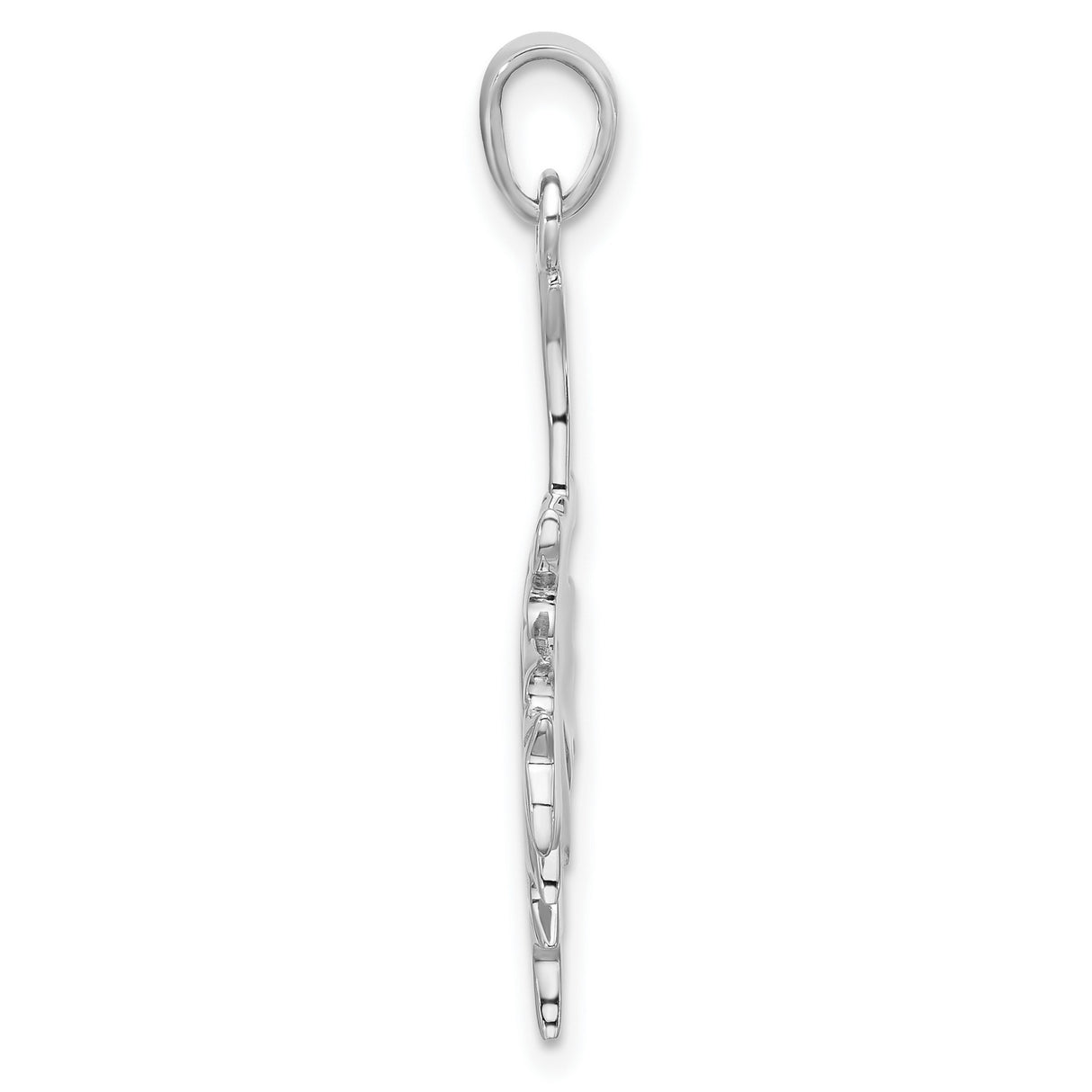 Sterling Silver Maple Leaf Pendant with Detailed Veins and Polished Finish