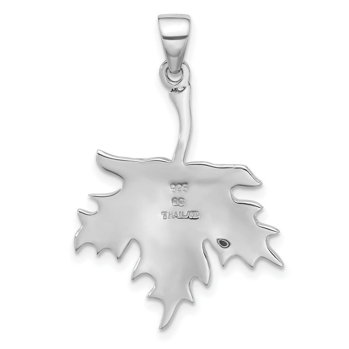 Sterling Silver Maple Leaf Pendant with Detailed Veins and Polished Finish