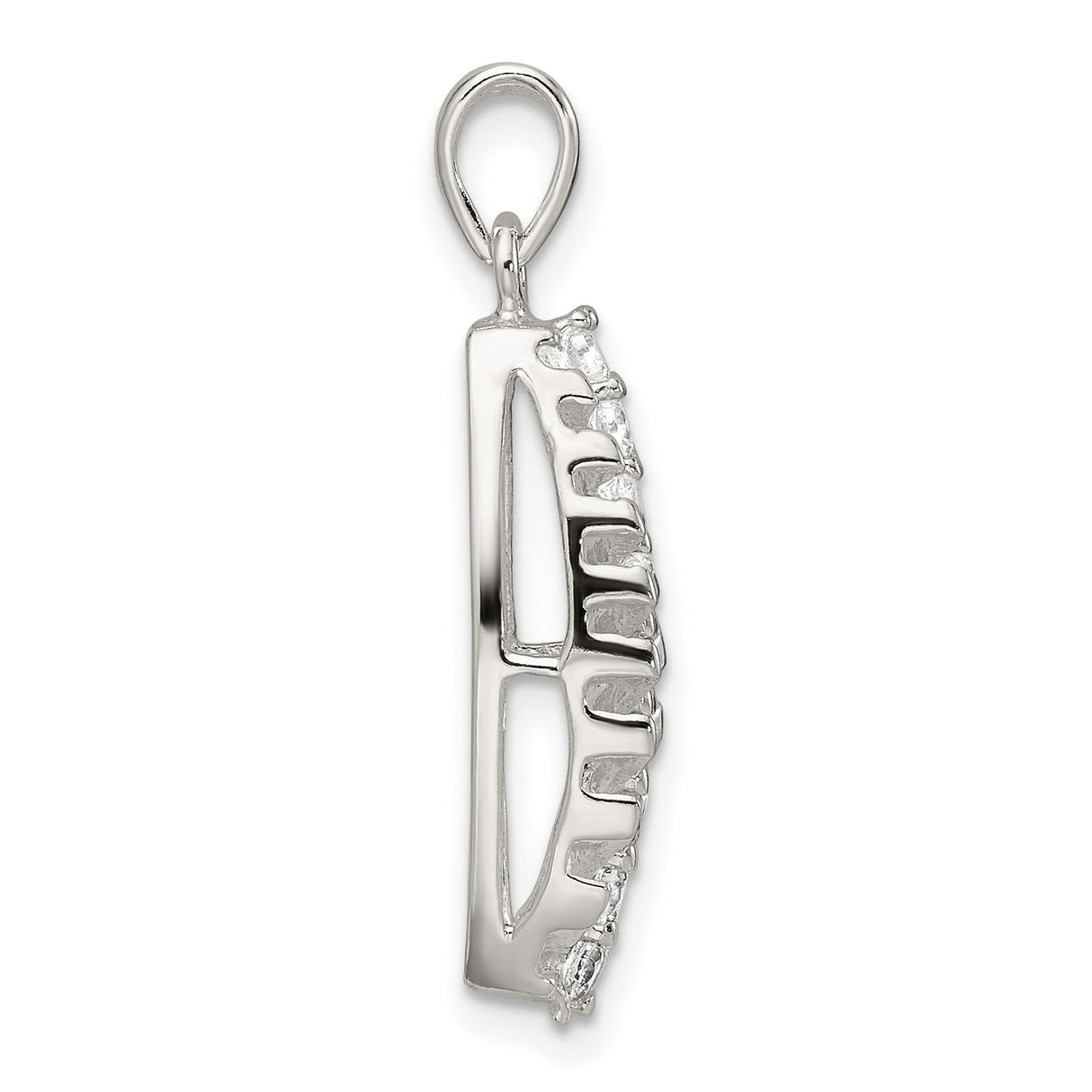 Sterling Silver Leaf Pendant with Cubic Zirconia, Feather Design Charm for Women