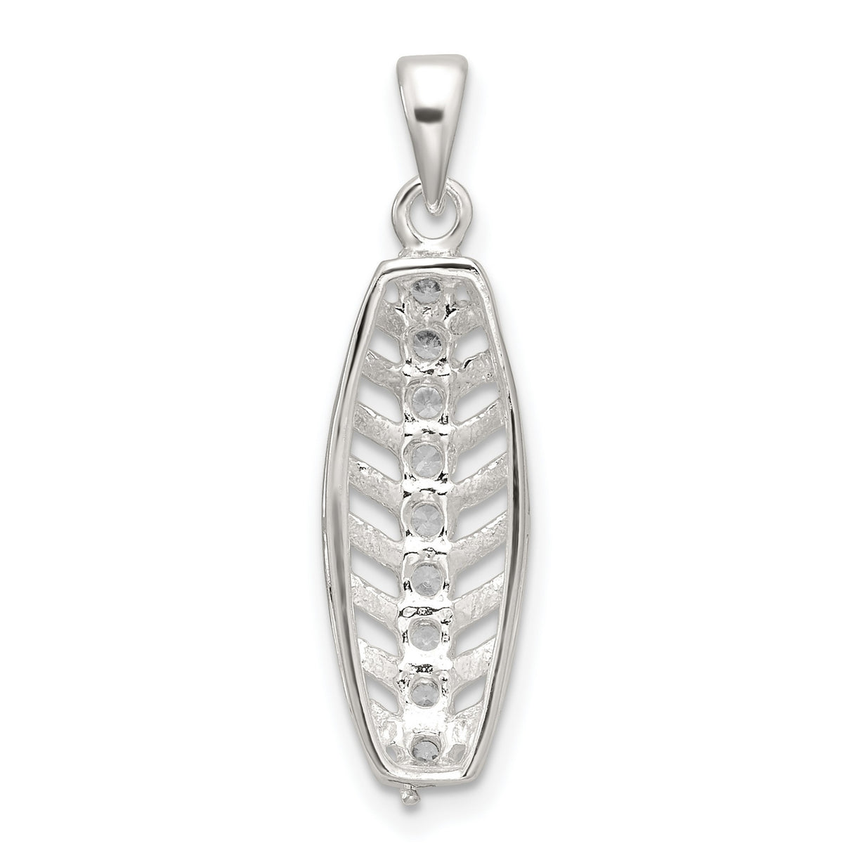 Sterling Silver Leaf Pendant with Cubic Zirconia, Feather Design Charm for Women