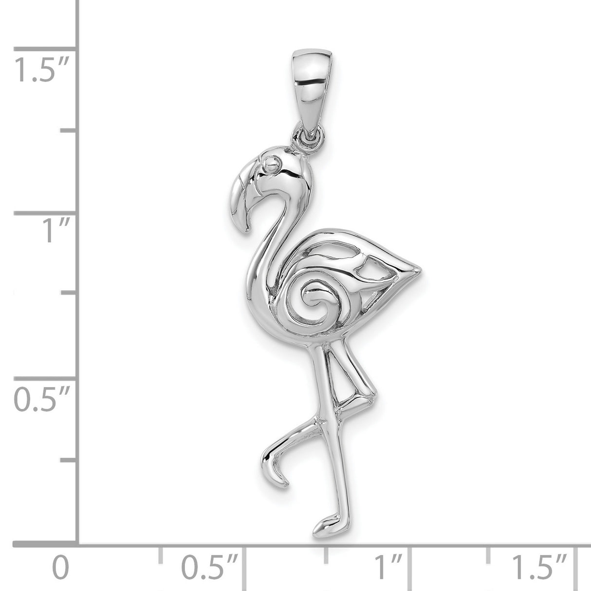 Sterling Silver Flamingo Pendant, Sleek Openwork Bird Silhouette, Tropical Animal Charm