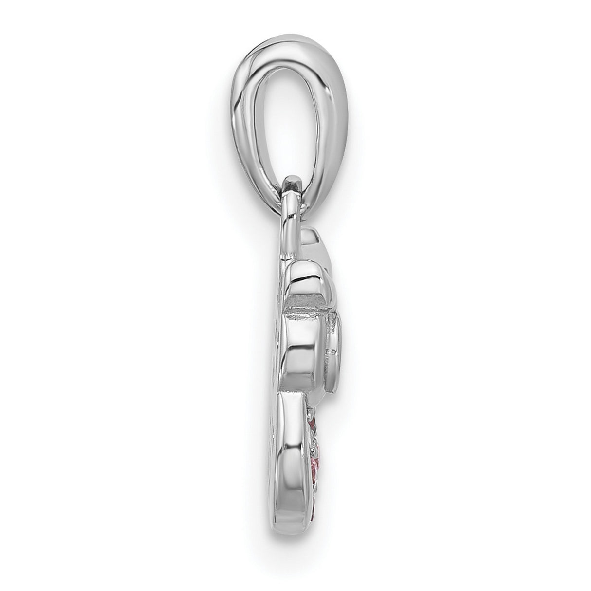 Sterling Silver Owl Pendant with Cubic Zirconia Eyes and Pink Gemstone Belly, Whimsical Animal Design